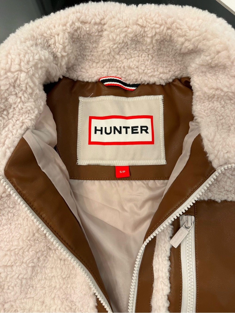 Hunter Cream Teddy Jacket with Brown Trim - Picture 7 of 8
